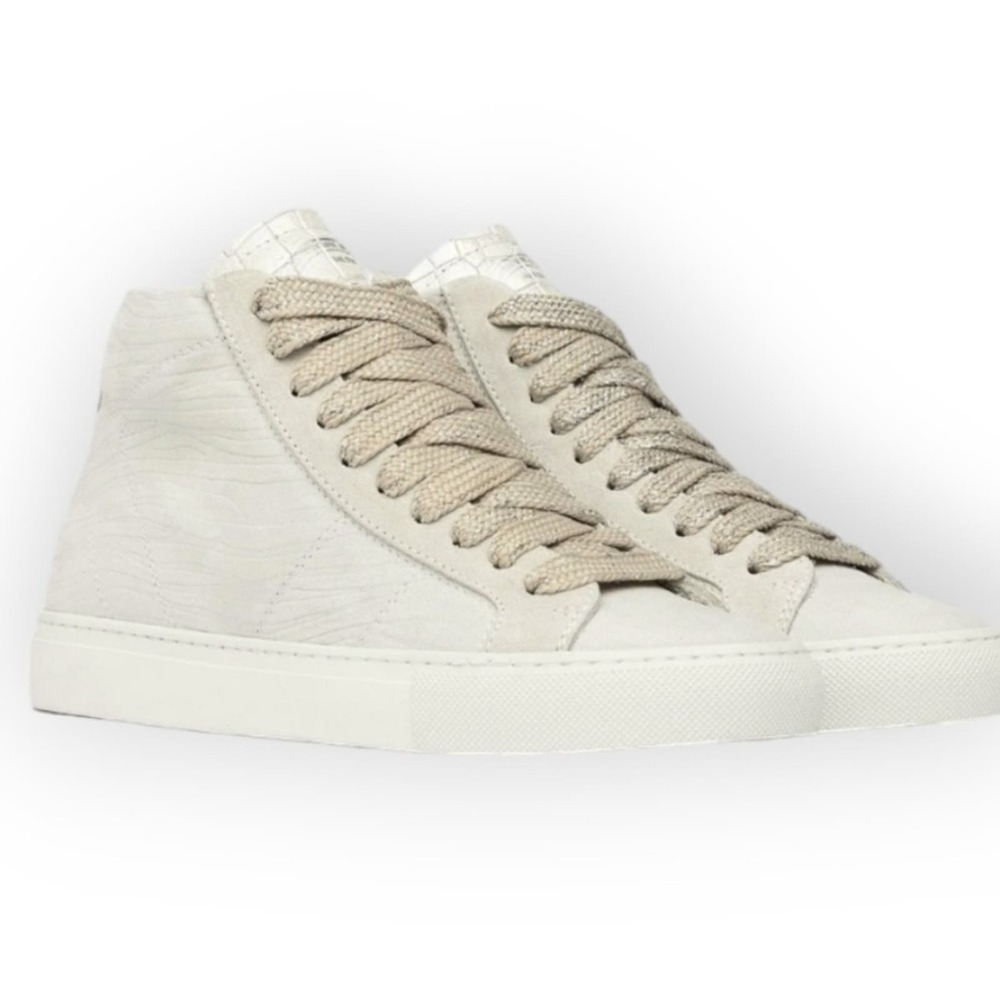 P448 Star White Zebra High Top Side Zip Sneakers (EU 37)
